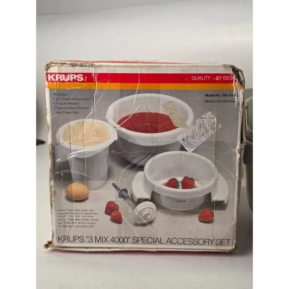 Krups 3 Mix 4000 Special Accessory Set Bowl Beaker‎ Strainer Puree Rod